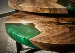 Flow Form stoły z żywicy epoksydowej Zielona Oaza