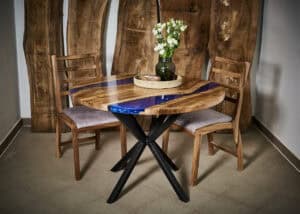 Flow Form stoły z żywicy epoksydowej Niebieski Bałtyk