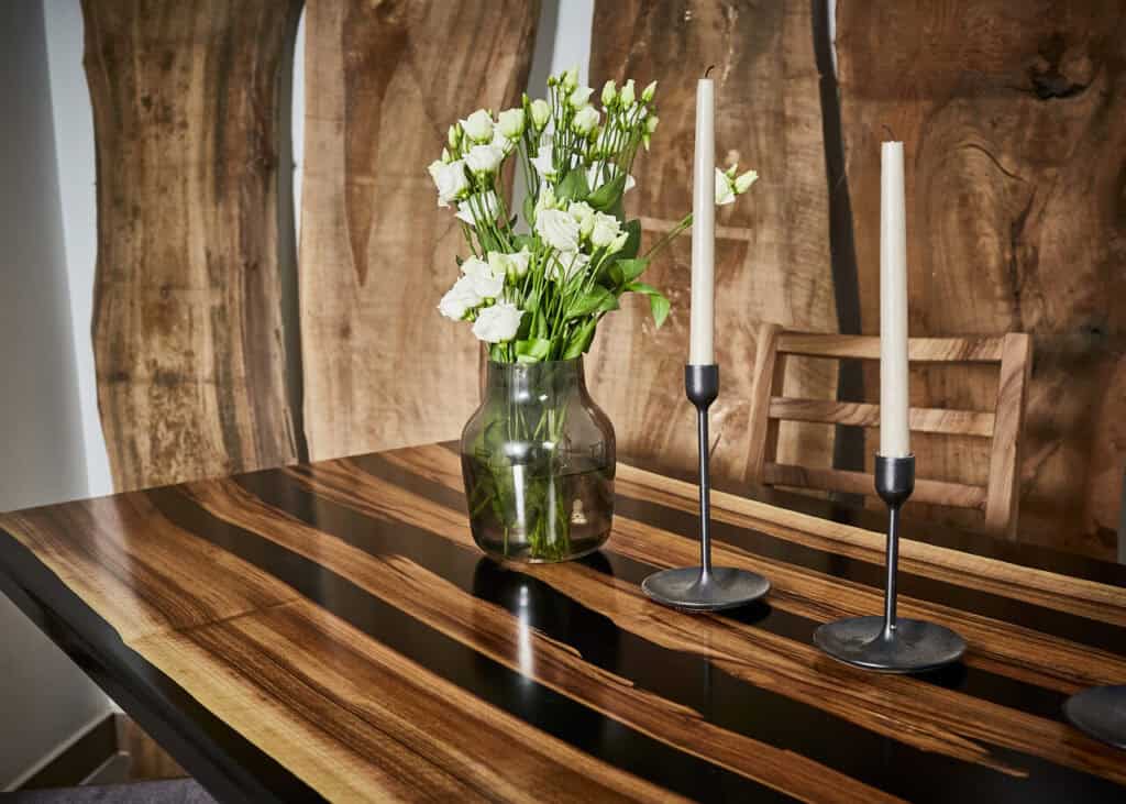 Flow Form stoły z żywicy epoksydowej Czarny Diament