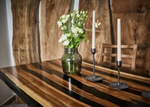 Flow Form stoły z żywicy epoksydowej Czarny Diament